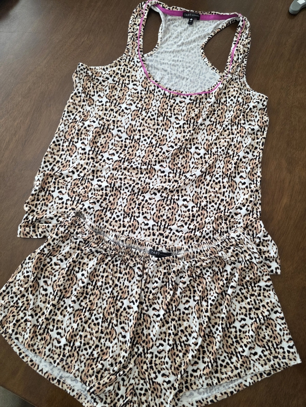 TART Intimates leopard print tank & shorts Sleepwear Set XL